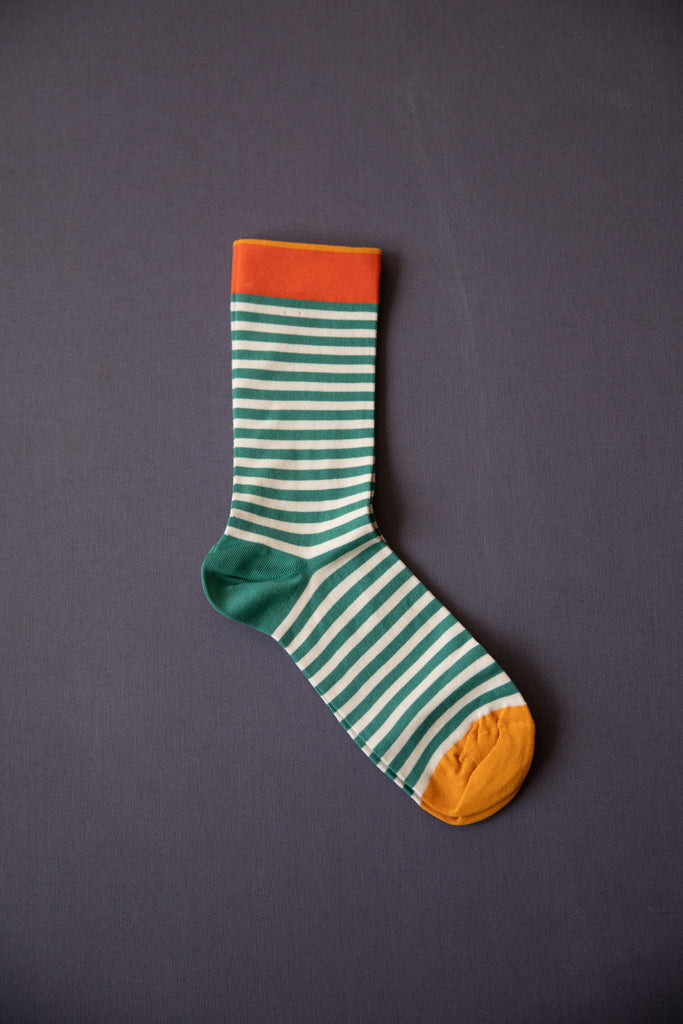 Bonne Maison | Green & White Stripe Socks