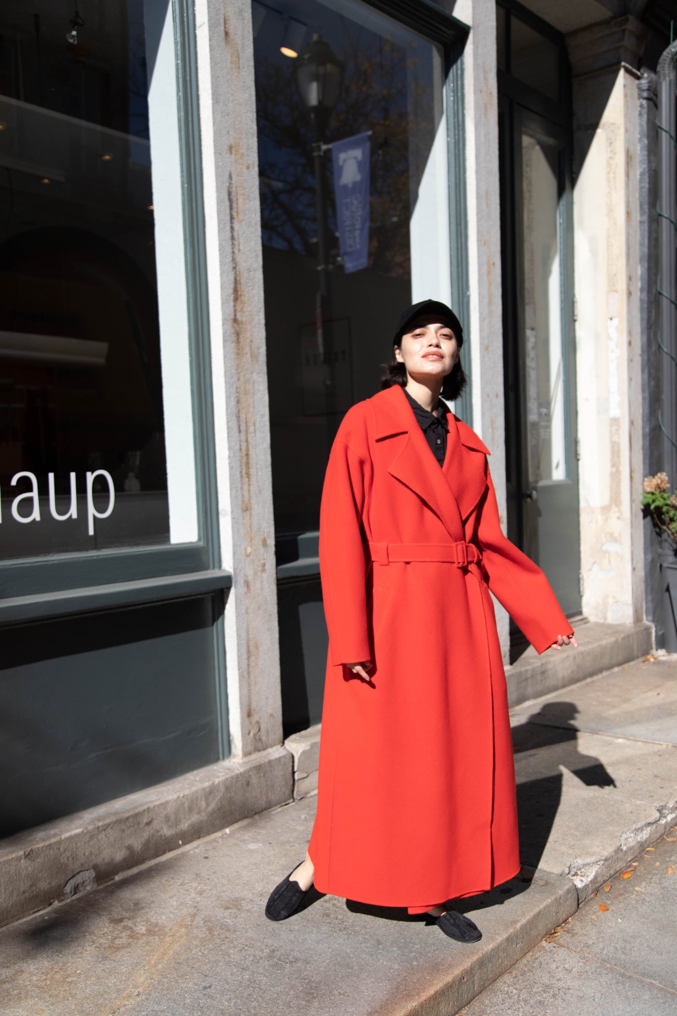 Auralee | Double Faced Hand Sewn Coat in Red