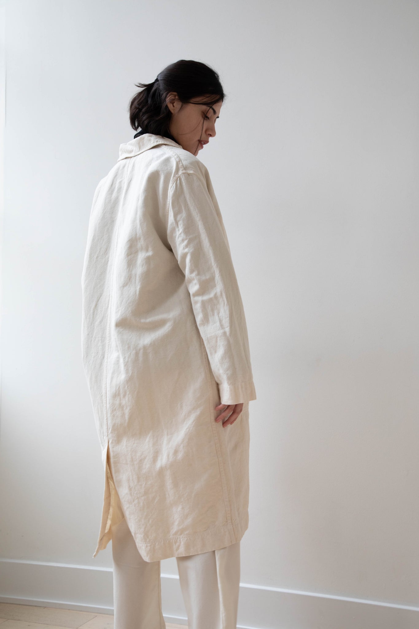 Oliver Church | Three Pocket Coat in Natural Antique Cotton Linen