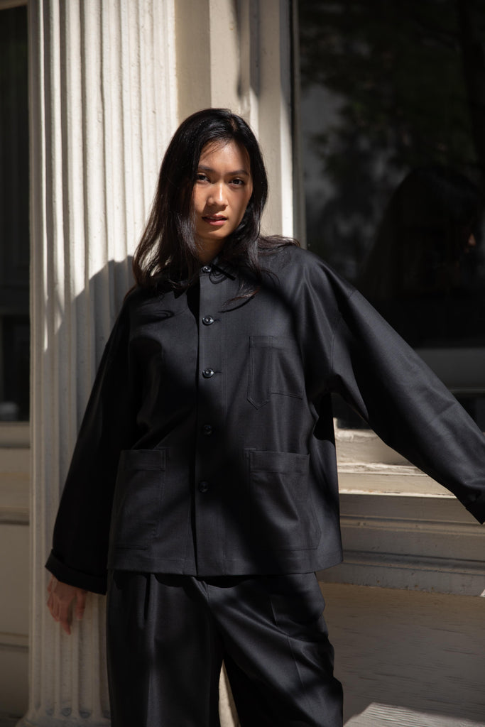 École De Curiosités | Jude Round Buttons Jacket in Black