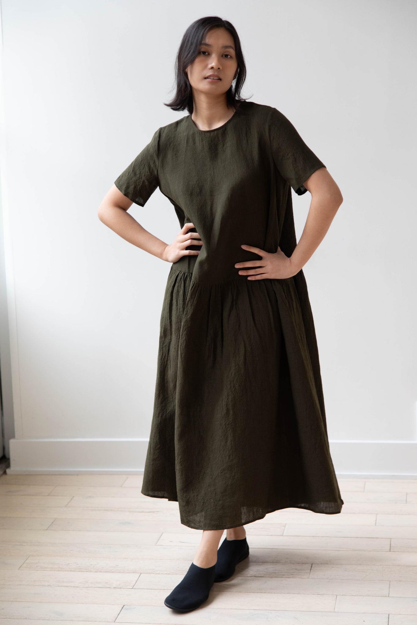 army green linen dress Always In The Lead Olive Green Linen Dress Shop the Mint