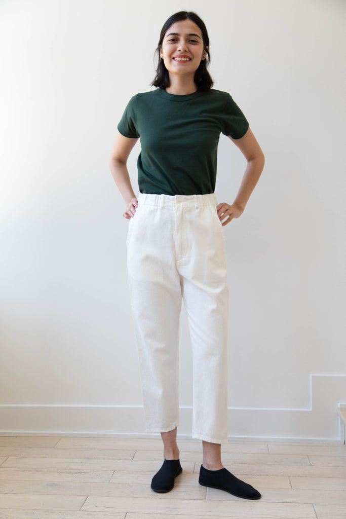 Pas de Calais | Recycled Yarn Denim Cropped Pants in White