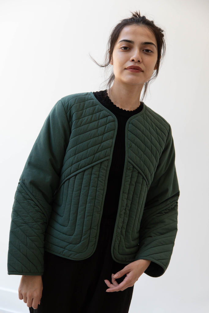 Polder | Aya Quilted Jacket in Dark Green