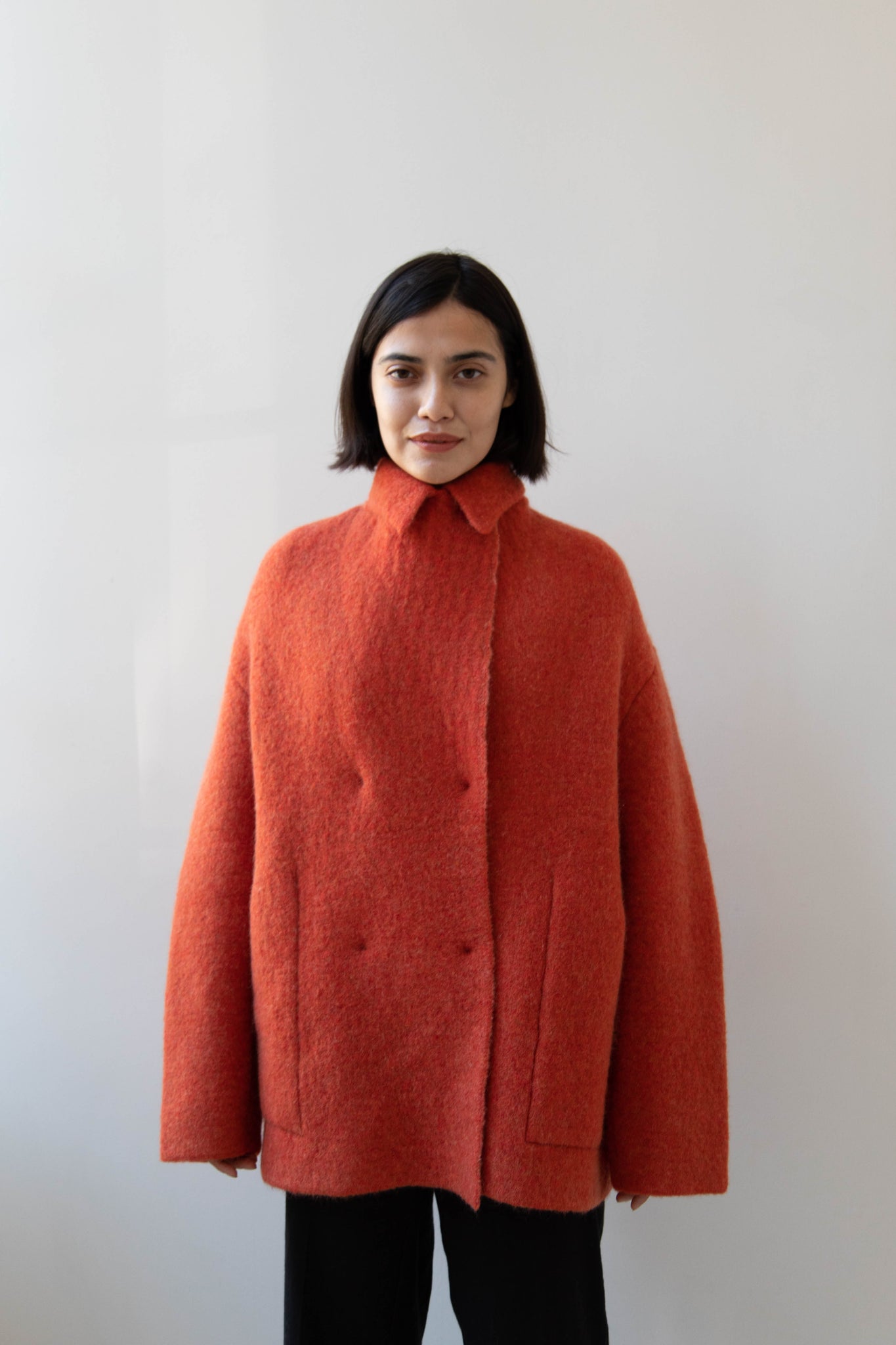 Boboutic | Short Bob Overcoat in Red Orange
