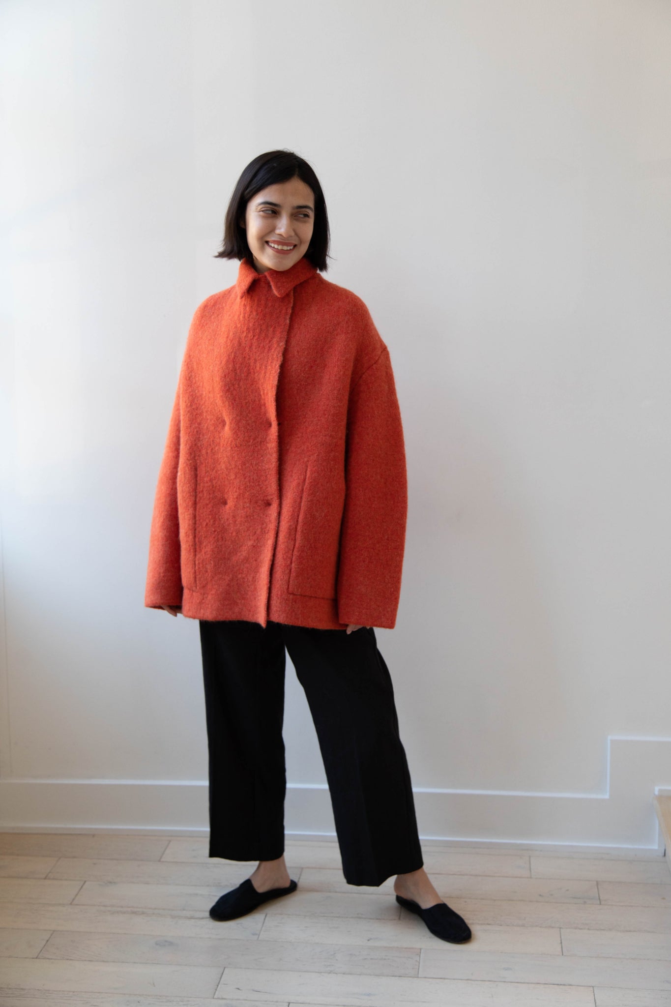 Boboutic | Short Bob Overcoat in Red Orange