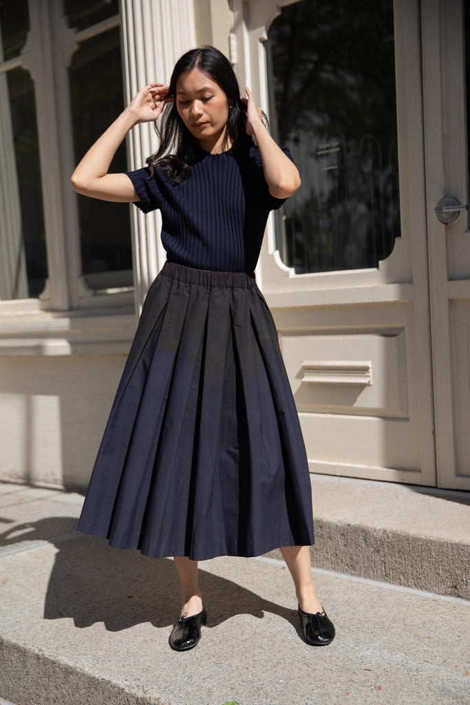 École De Curiosités | Solange Skirt in Black & Dark Navy