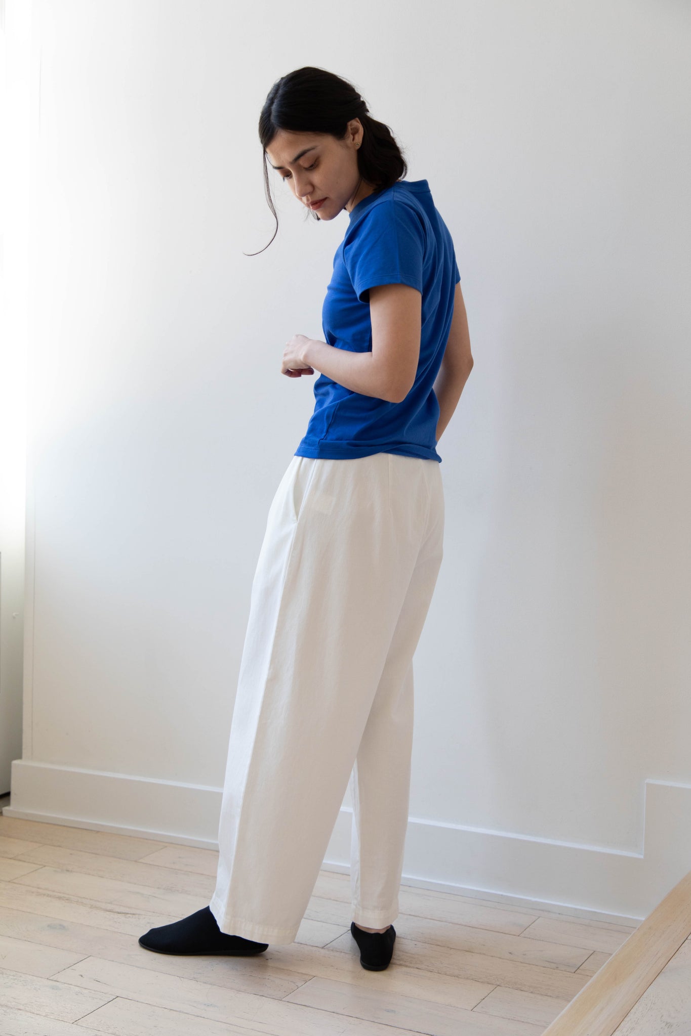 rennes — Pas de Calais  Recycled Yarn Denim Wide Pants in White