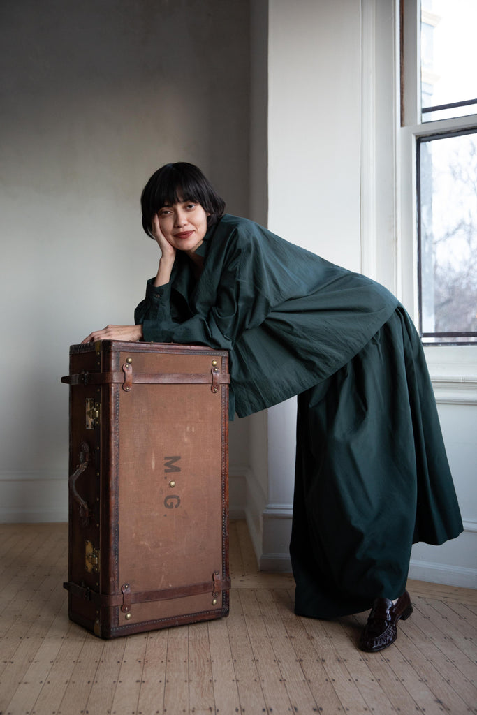 Arts & Science | Side Tuck Gather Skirt in Green