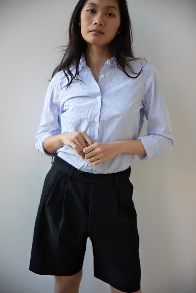 Auralee | Wool Cotton Linen OX Shorts in Black