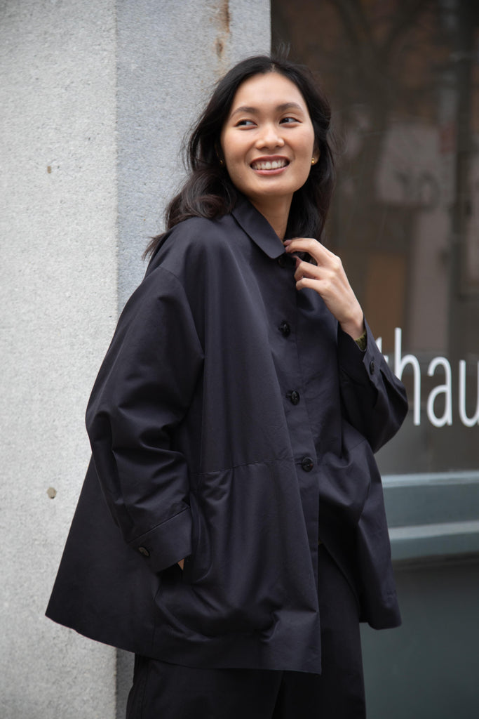 Arts & Science | Back Gather Shirt Jacket in Espresso