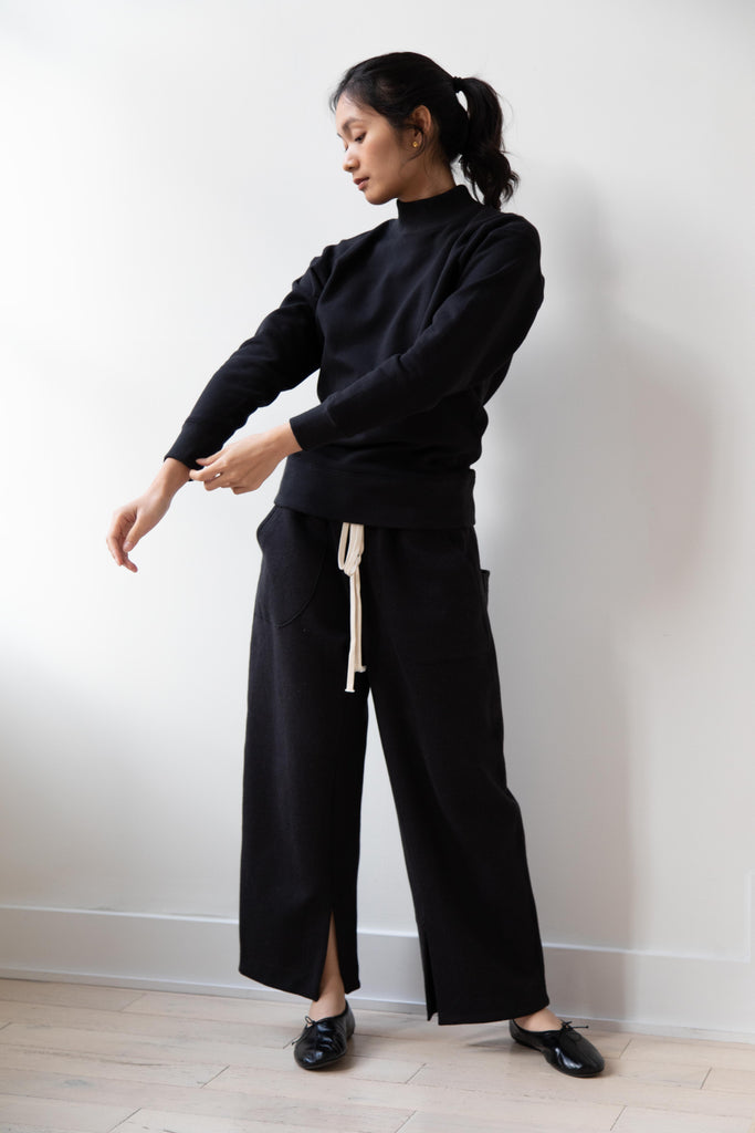 Seventyfive | Drawstring Knit Trousers in Jet