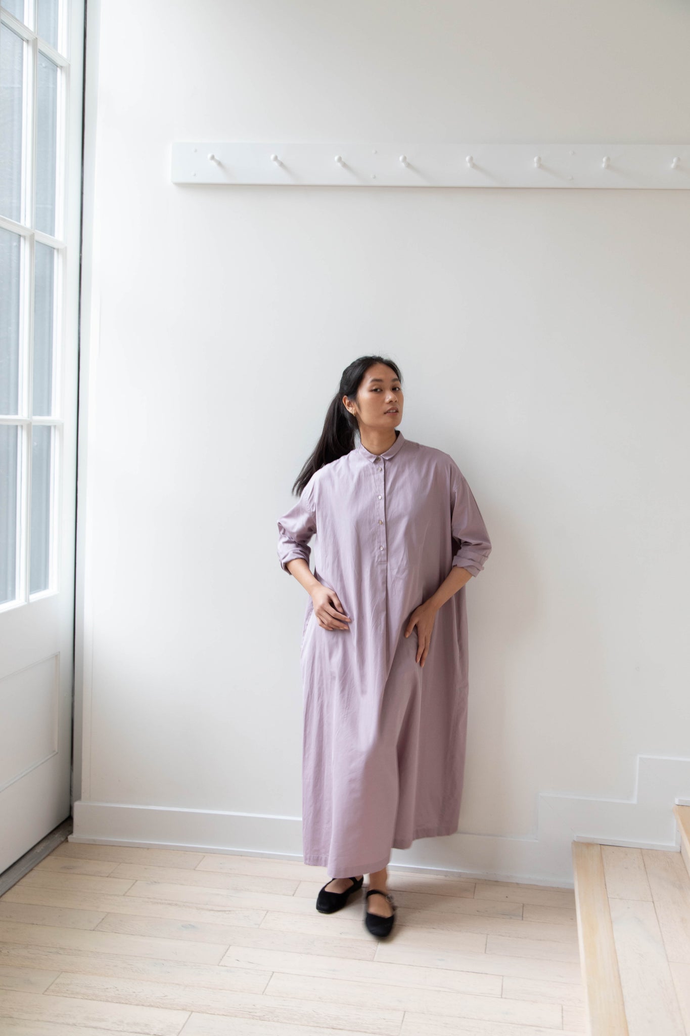 rennes — Arts & Science | Small Collar Shirt Dress in Lilac Purple