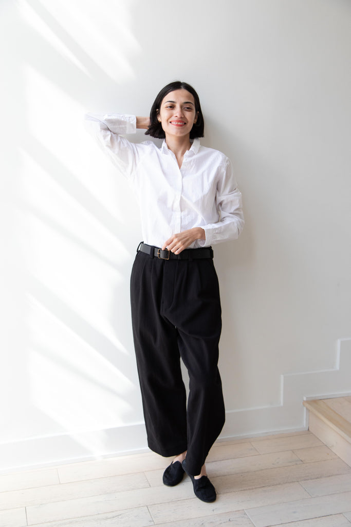 Evan Kinori | Two Pleat Pants in Cotton Black