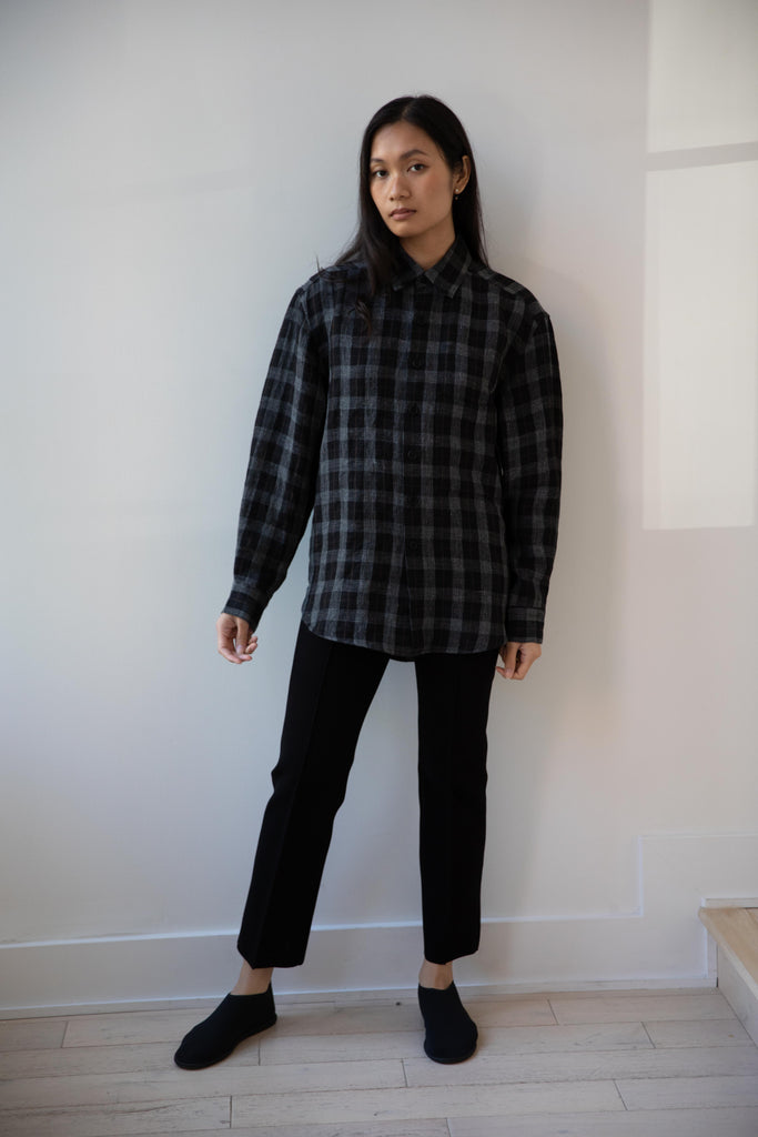 Evan Kinori | Big Shirt Two in Yarn Dyed Linen Check