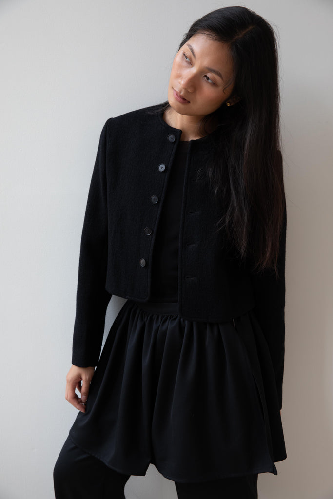 Auralee | Wool Cotton Collarless Jacket