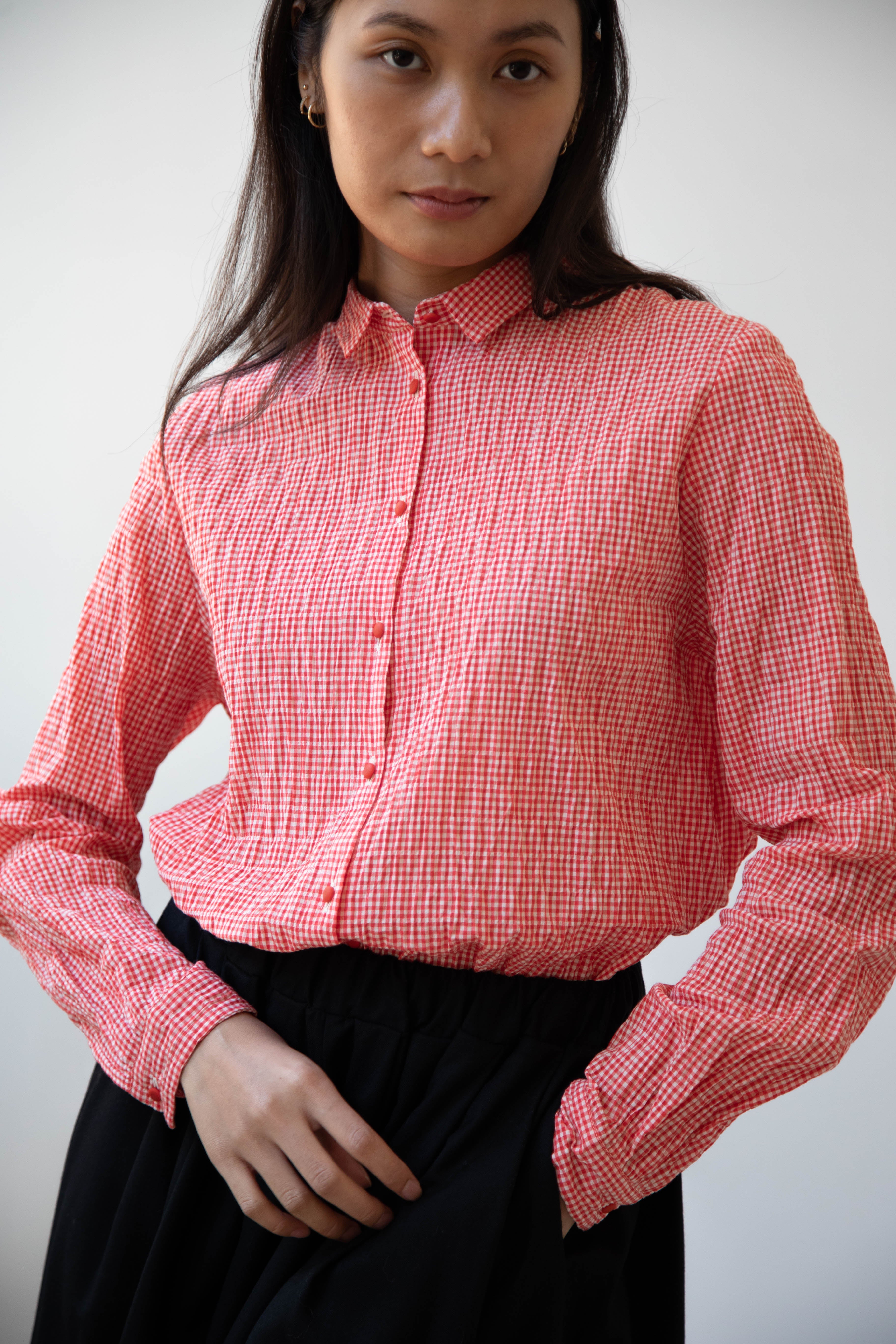 Crinkle Micro Vichy Cotton Shirt – La Garçonne