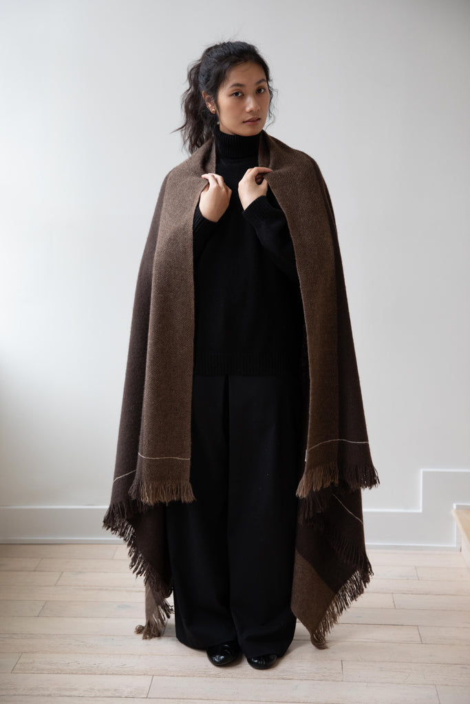 Norlha | Nomad Net Trace Throw Blanket in Natural Yak & Golden Brown