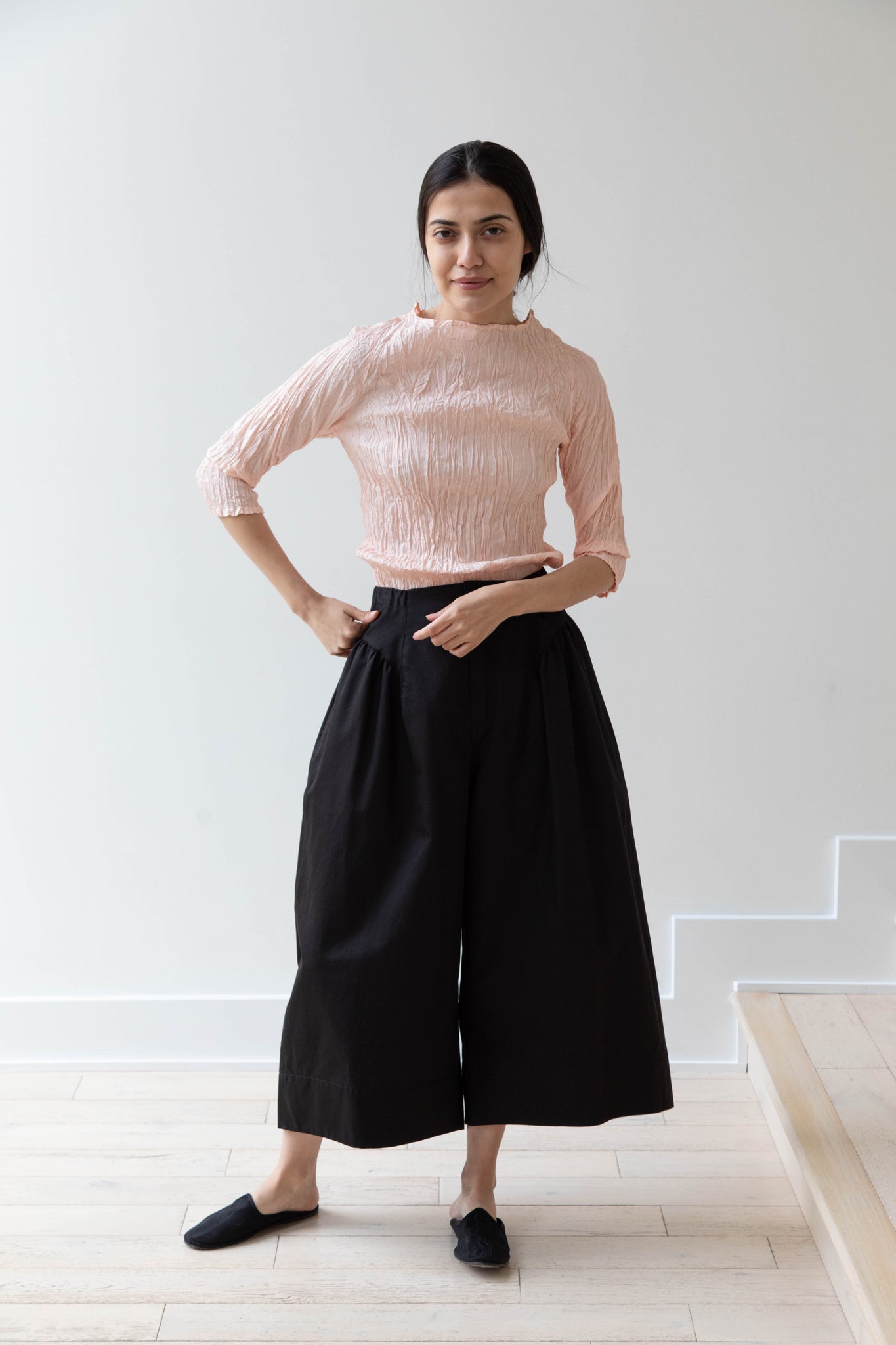 Tenne Handcrafted Modern | Side Gather Culotte in Black