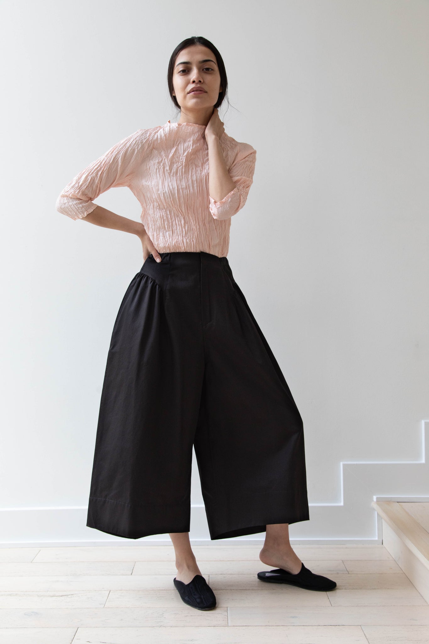 Tenne Handcrafted Modern | Side Gather Culotte in Black