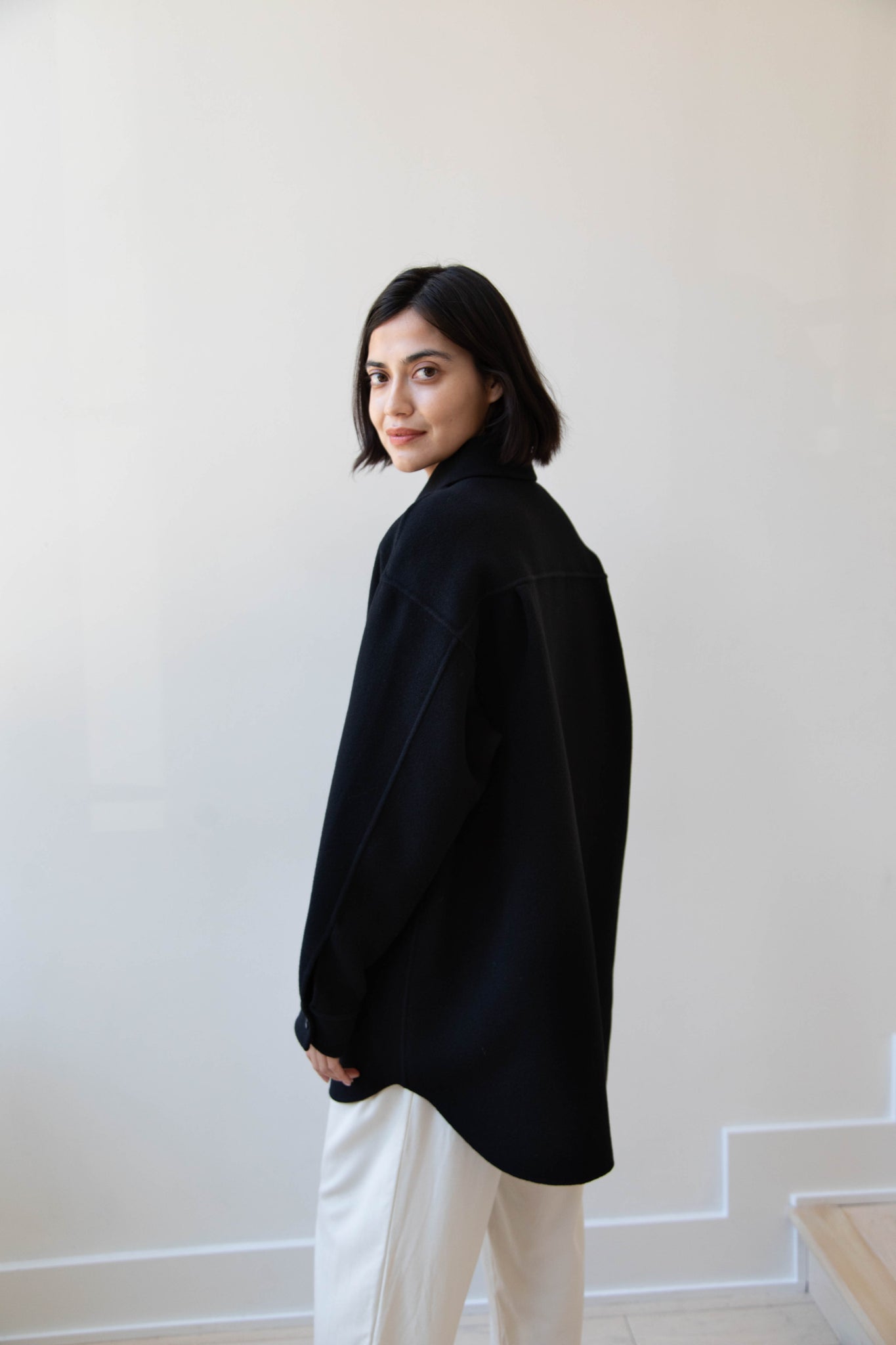 Auralee | Double Faced Hand Sewn Shirt in Black