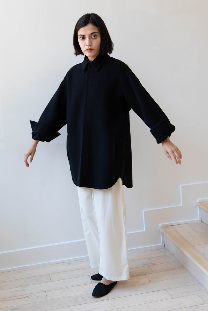 Auralee | Double Faced Hand Sewn Shirt in Black