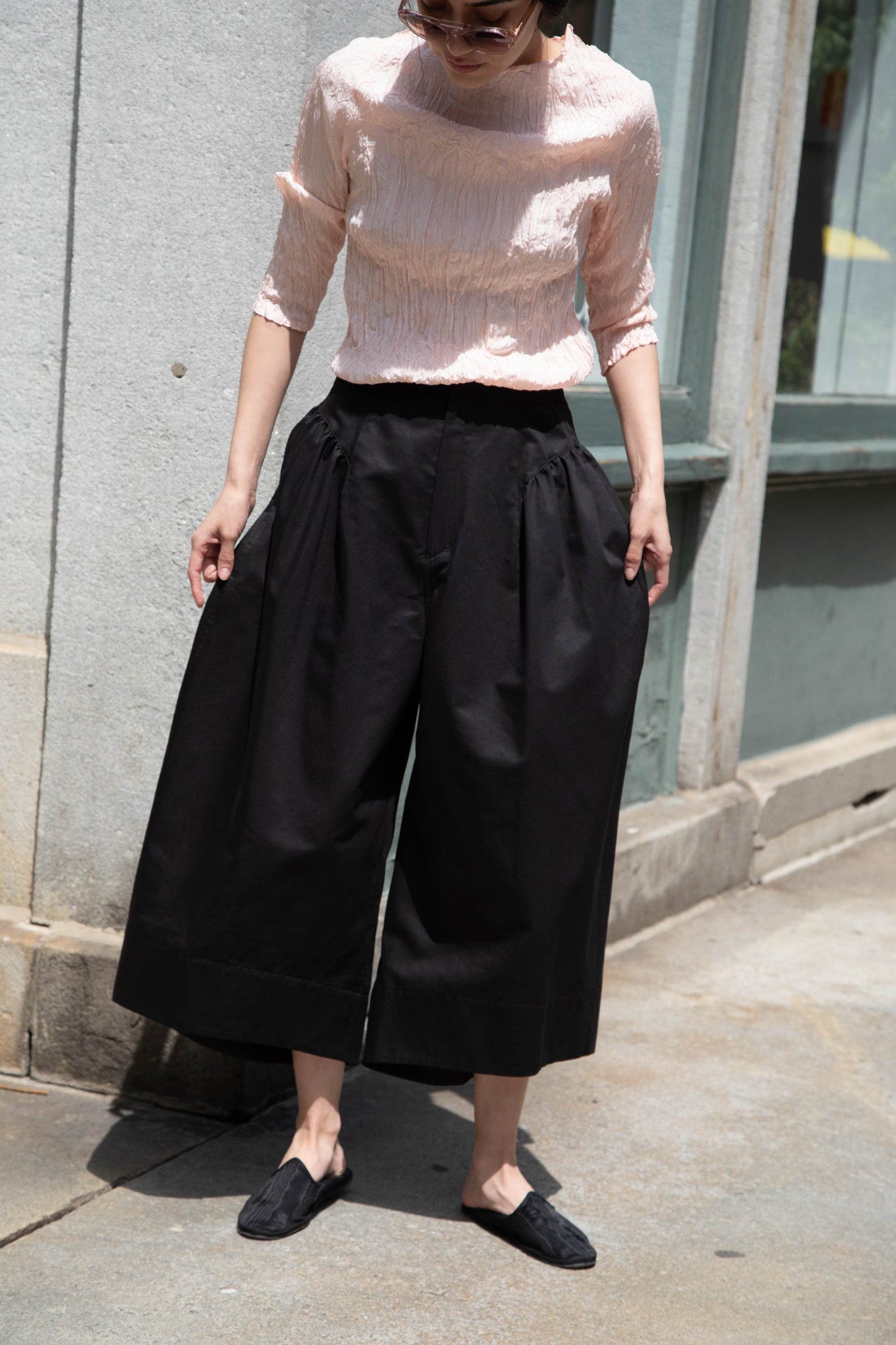 Tenne Handcrafted Modern | Side Gather Culotte in Black
