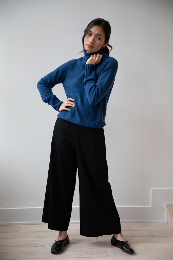 Margaret Howell | Wide Roll Neck Sweater in Steel Blue