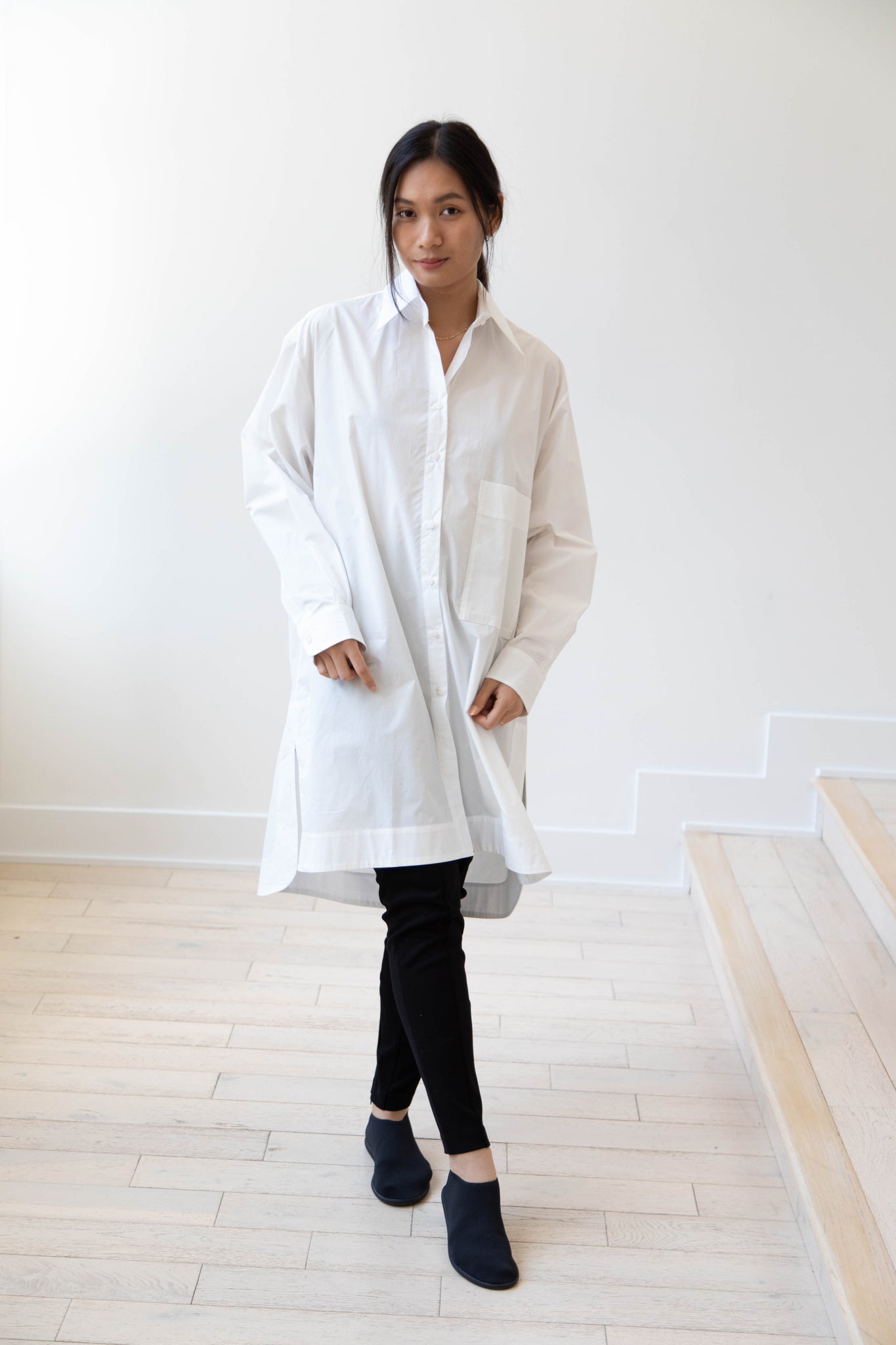 rennes — Cawley Big Shirt Mini Dress in White
