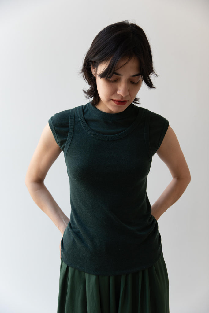Aton | Layered Tank Top in Green