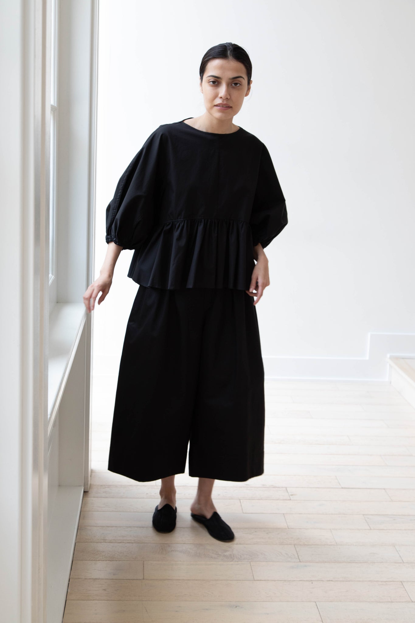 rennes — Tenne Handcrafted Modern | Gathered Pullover Top in Black