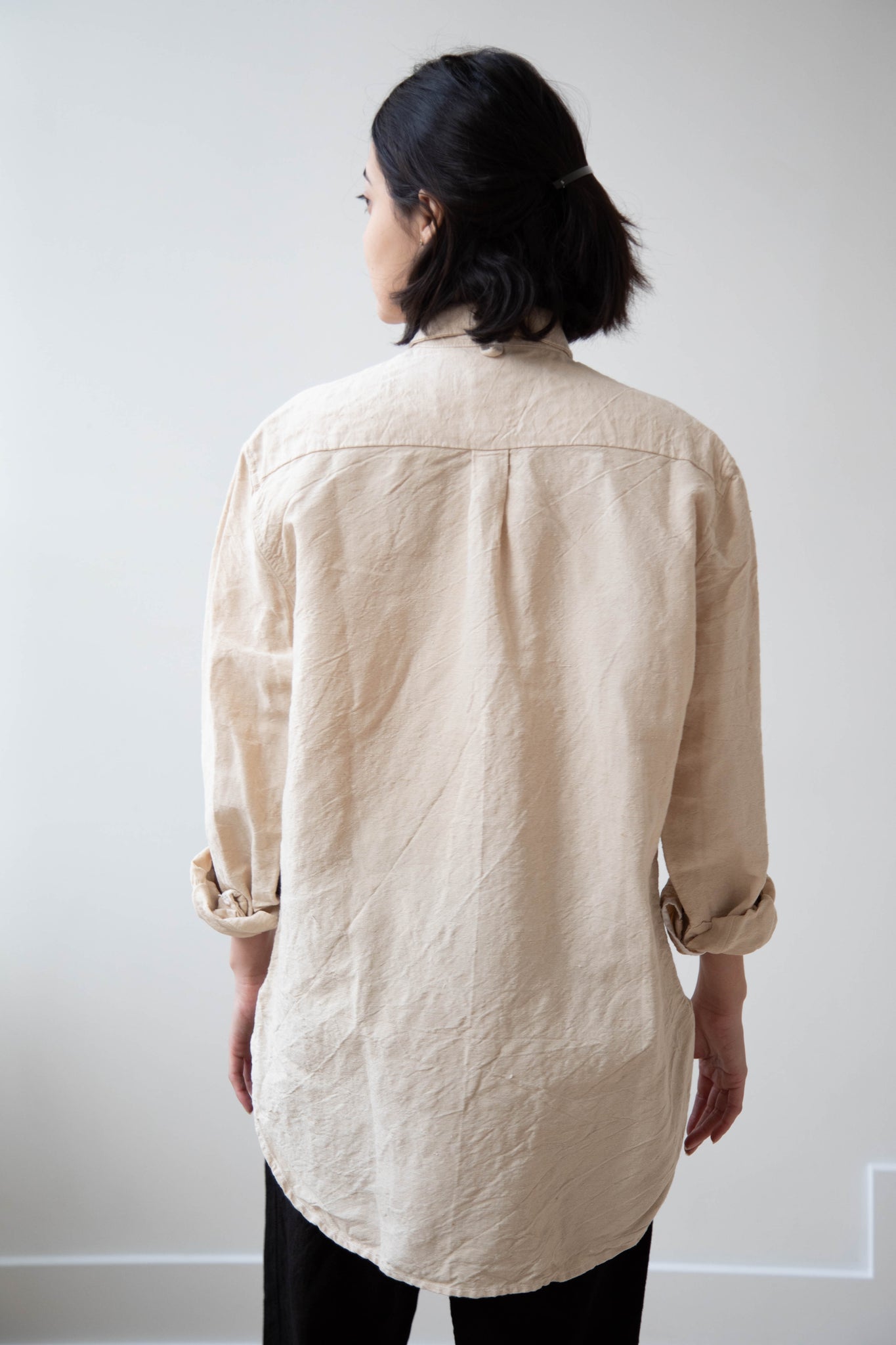 Oliver Church | Scalloped Shirt in Natural Antique Linen