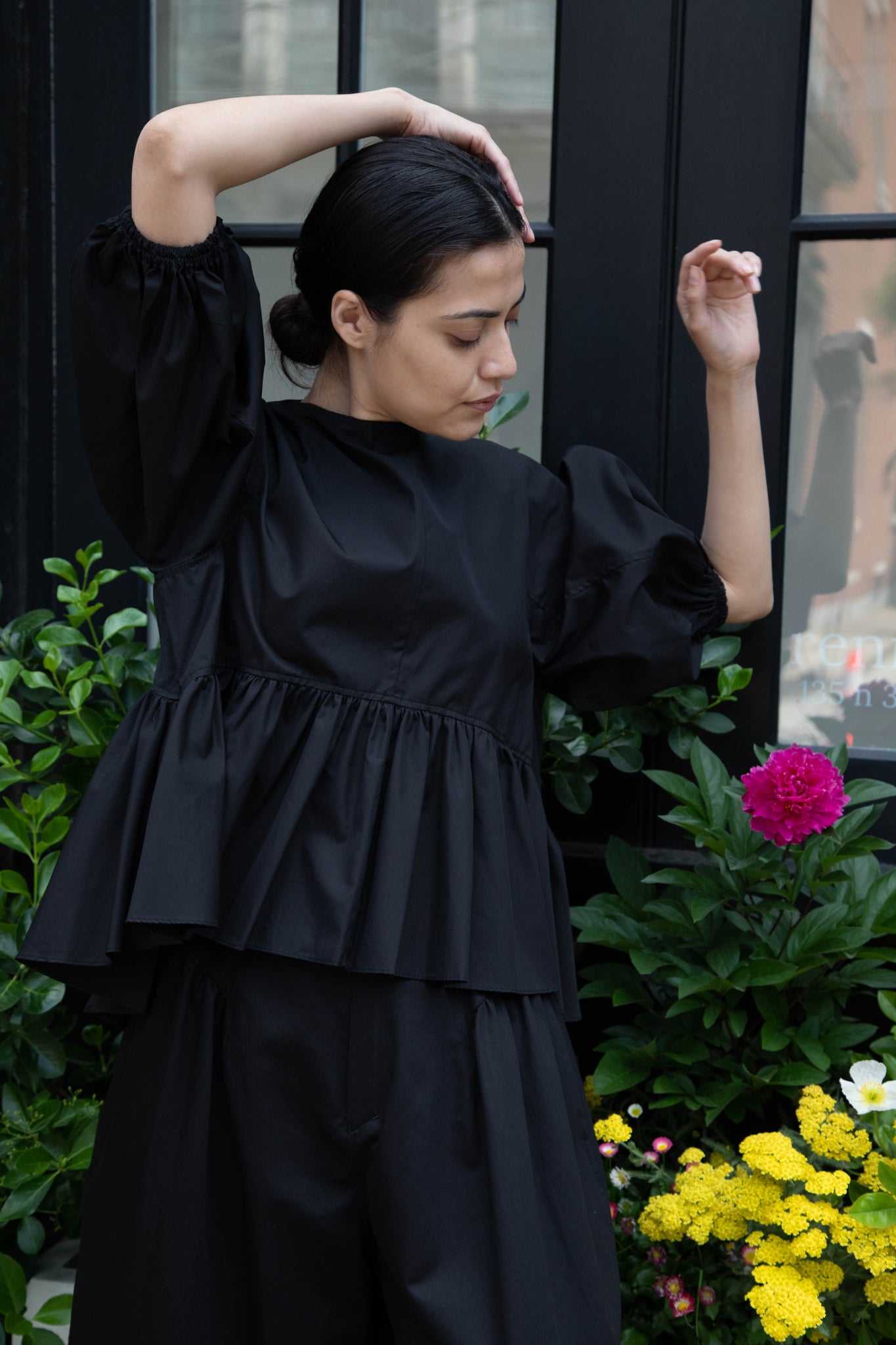 rennes — Tenne Handcrafted Modern | Gathered Pullover Top in Black