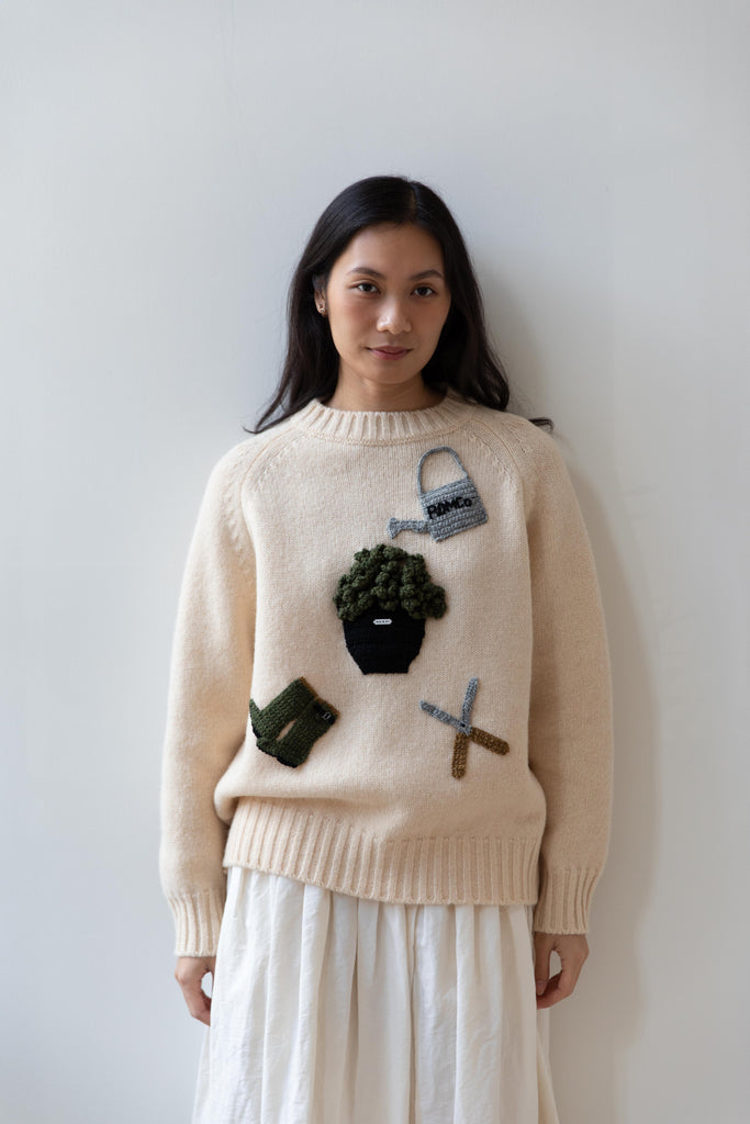 Old Man's Tailor | "Great Green Thumb" Sweater in Off White