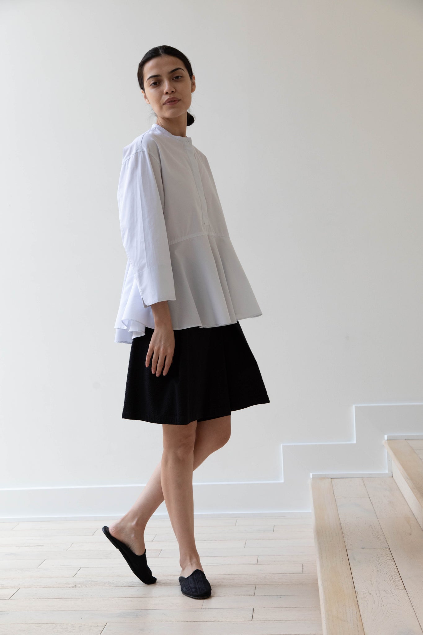 Tenne Handcrafted Modern | Frill Shirt in Pale Blue