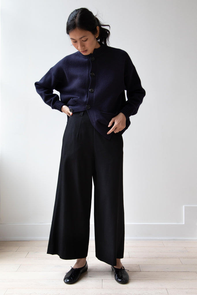 Margaret Howell | Flat Front Culottes in Black Wool