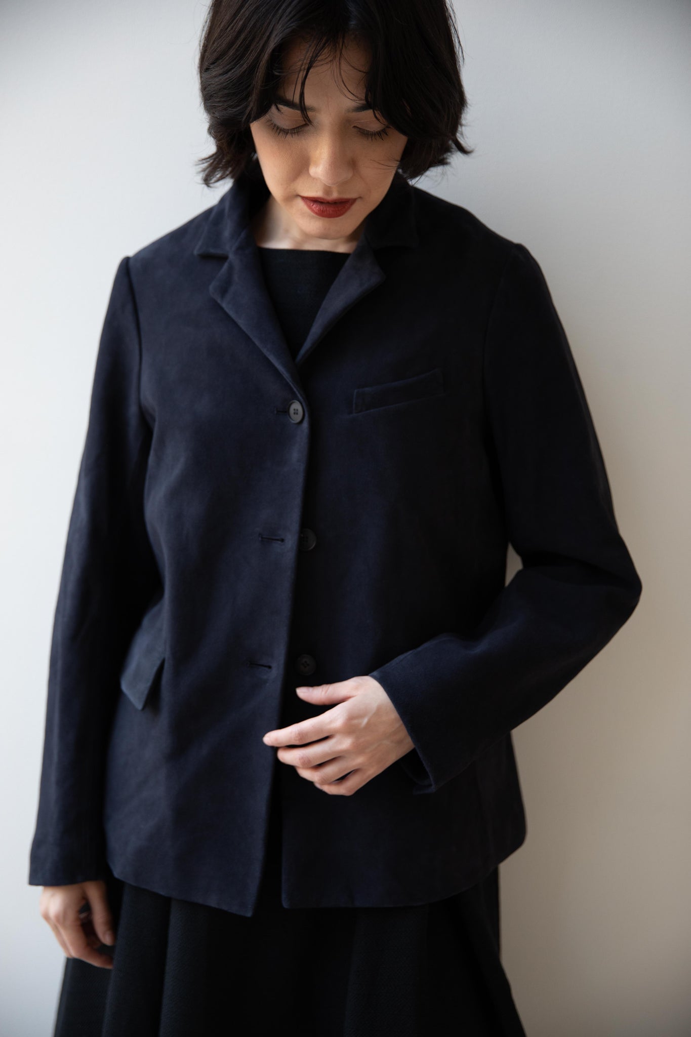rennes — Bergfabel | Suede Leather Giulia Jacket in Navy