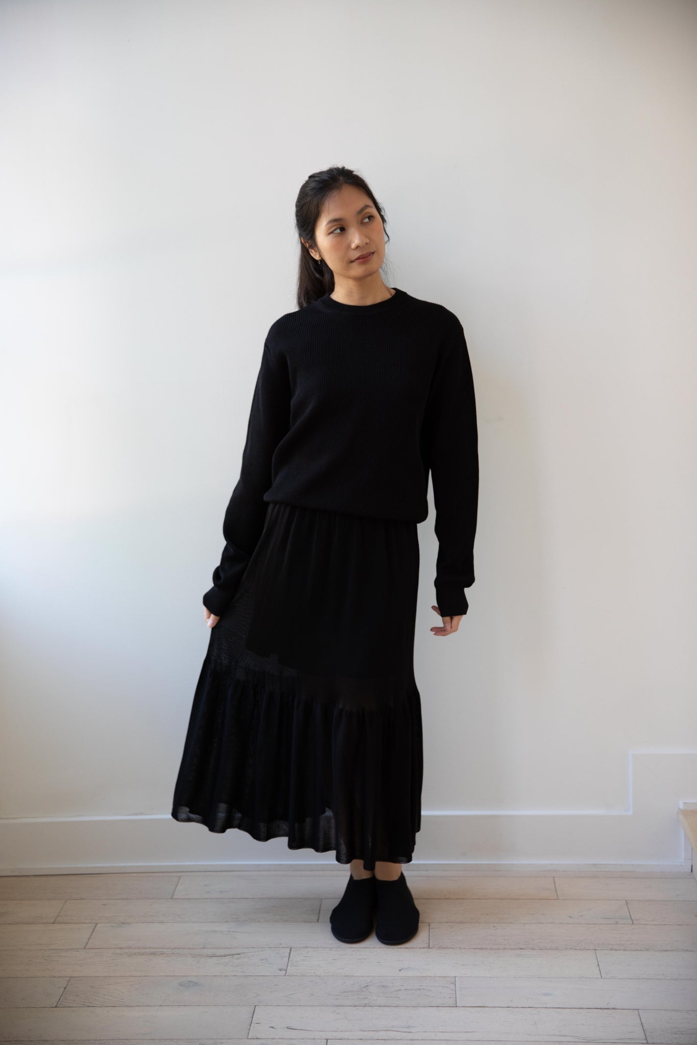 rennes — Auralee | Flat Yarn Rib Knit Pullover in Black