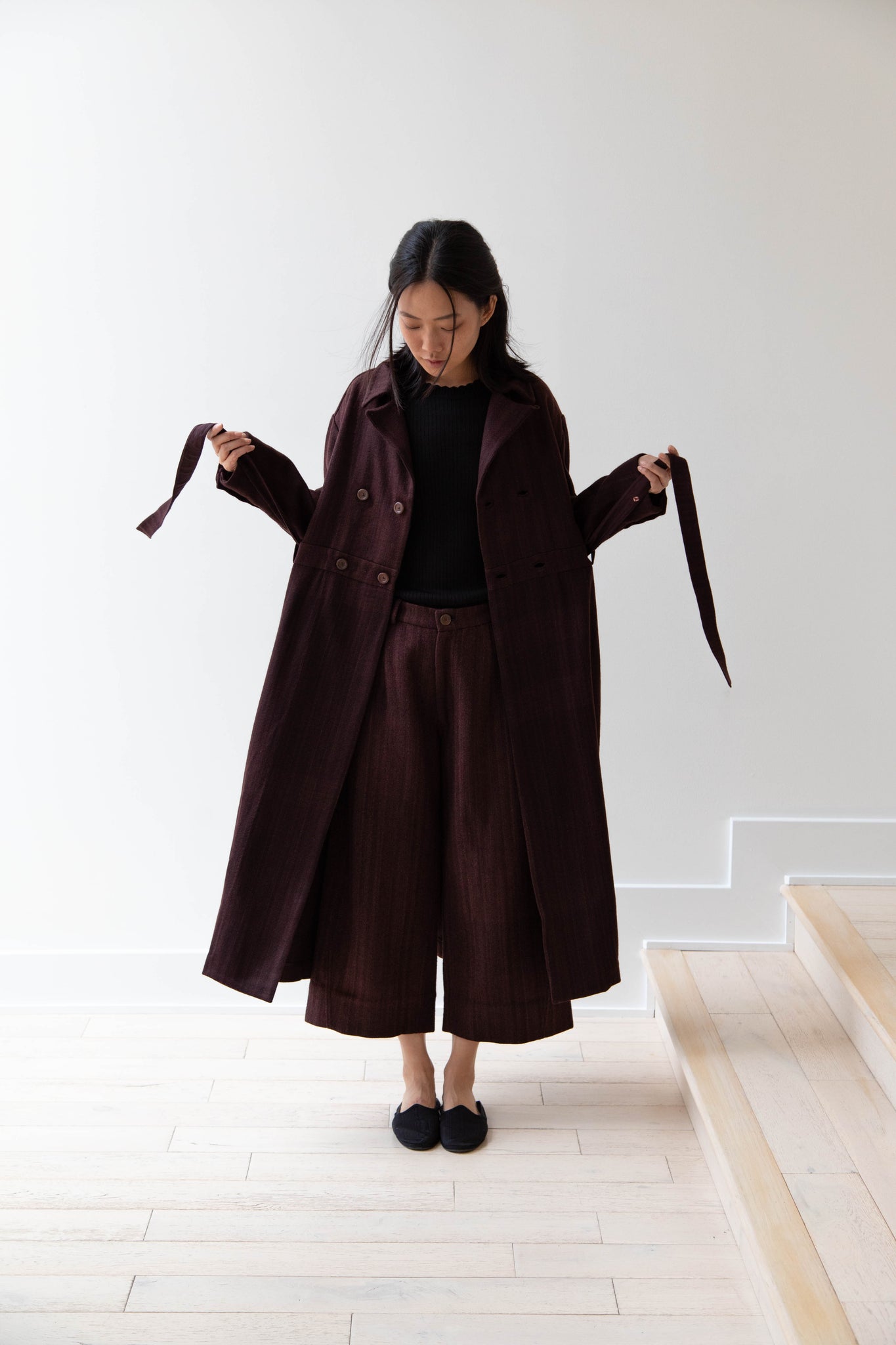 rennes — Maku | Sherab Coat in Brown Burgundy Wool