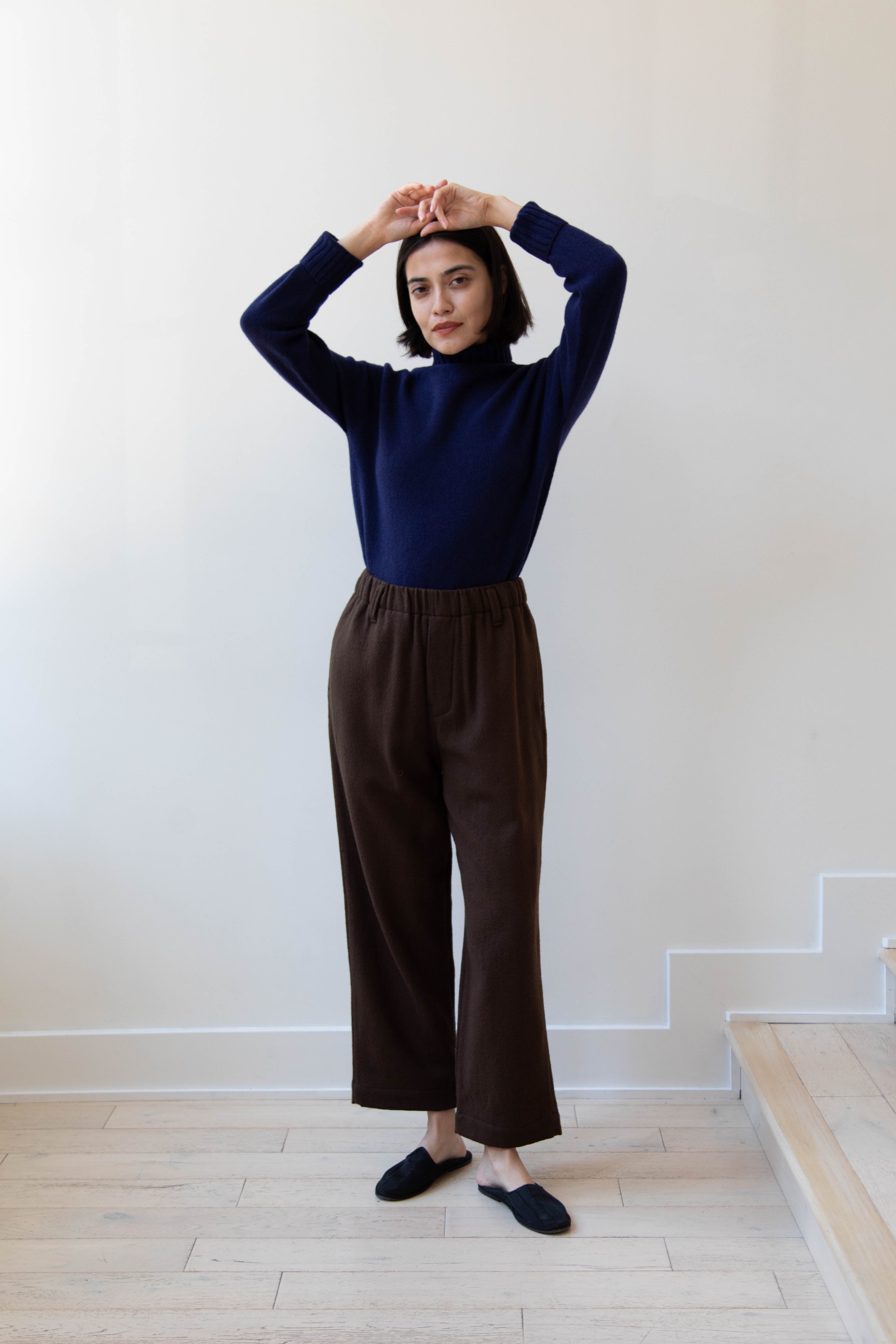 rennes — Evan Kinori | Elastic Pants in Brushed Wool Twill