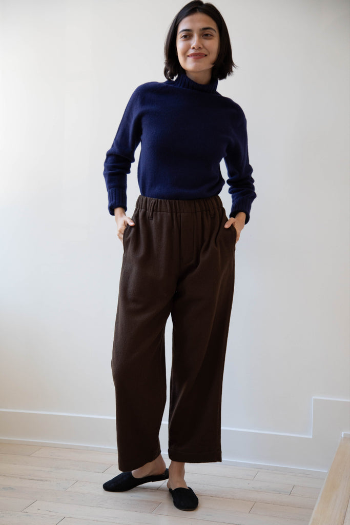 Evan Kinori | Elastic Pants in Brushed Wool Twill