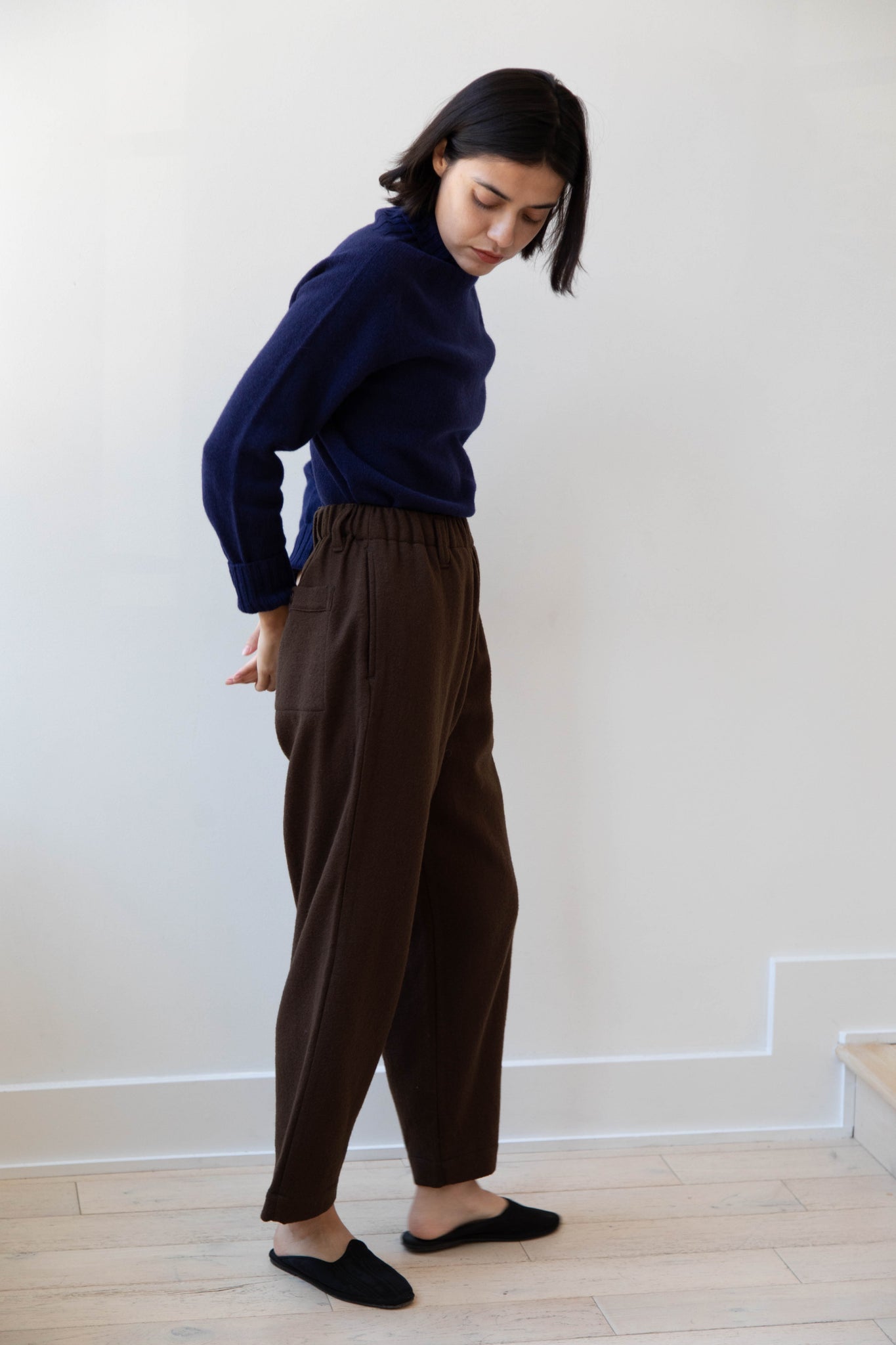 Evan Kinori | Elastic Pants in Brushed Wool Twill