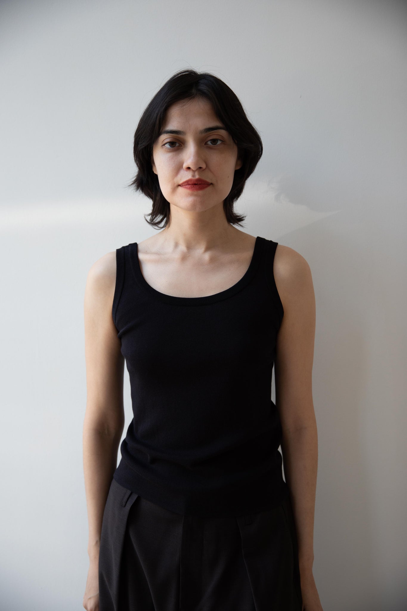 rennes — Aton | Fresca Circular Rib Tank Top in Black