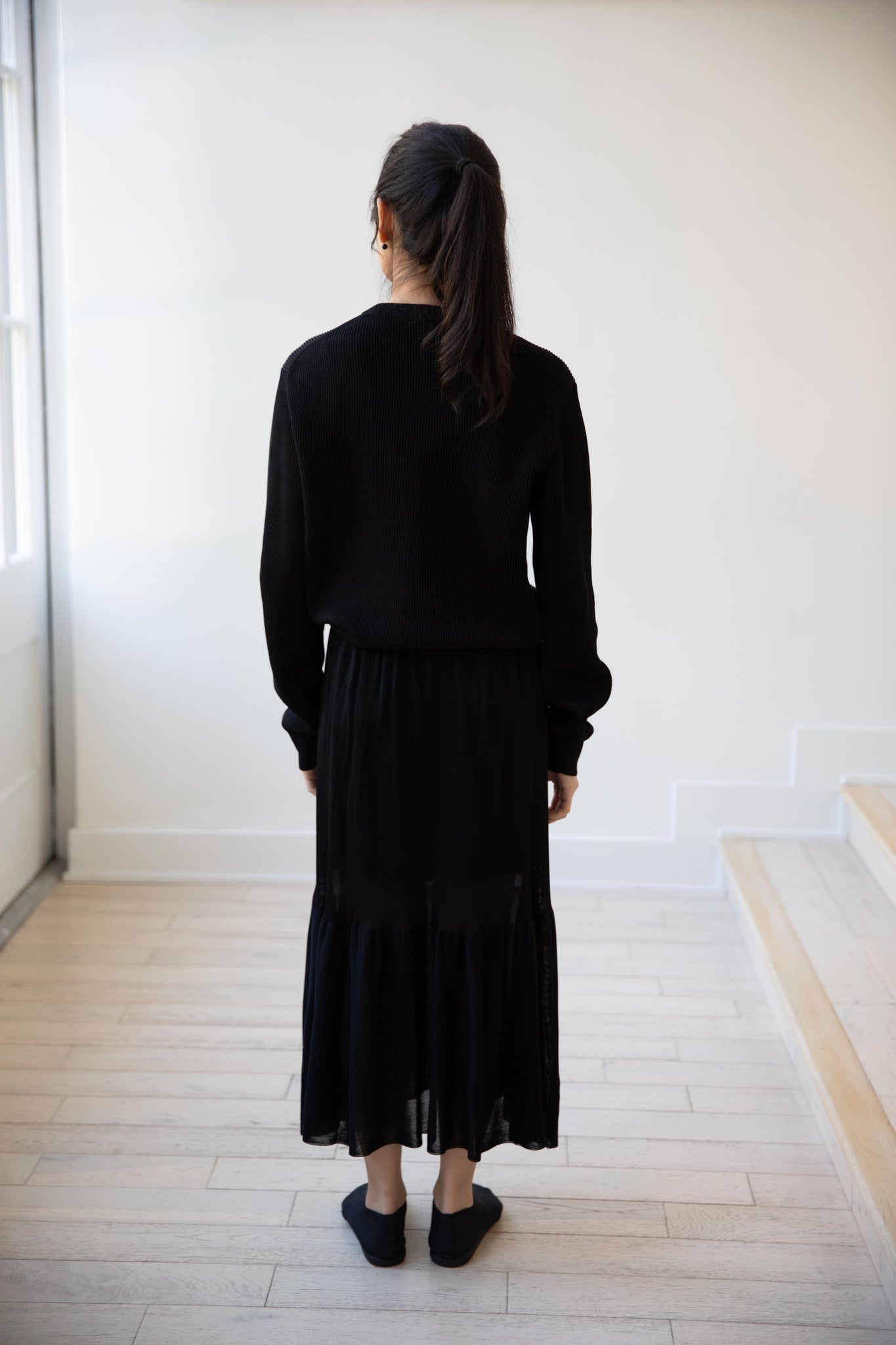 rennes — Auralee | Flat Yarn Rib Knit Pullover in Black