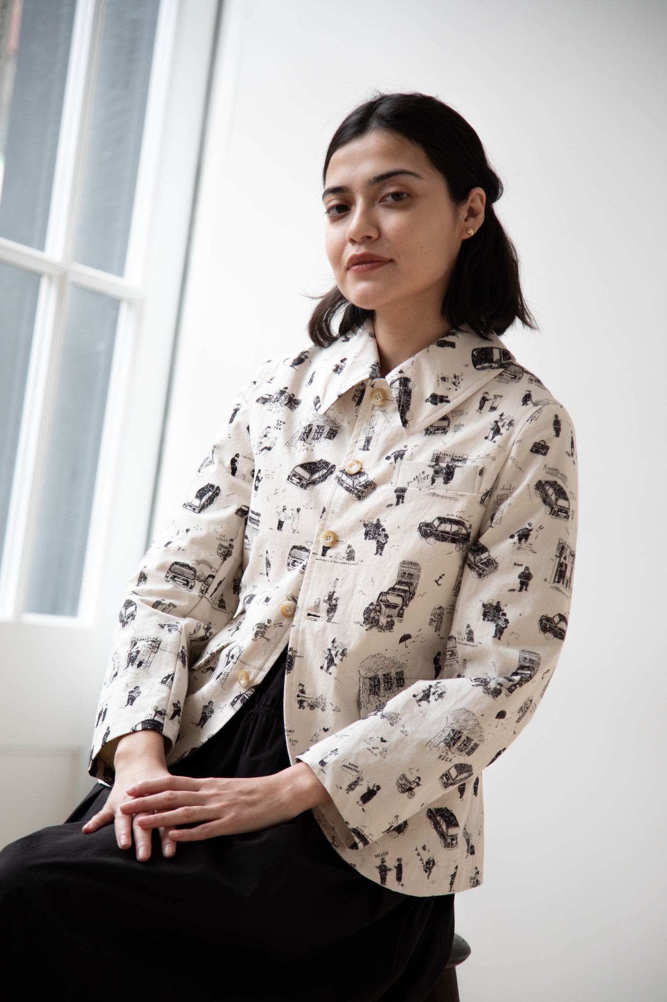 Old Man's Tailor | Riding Jacket in "Where is My Dog?" Print in Natural