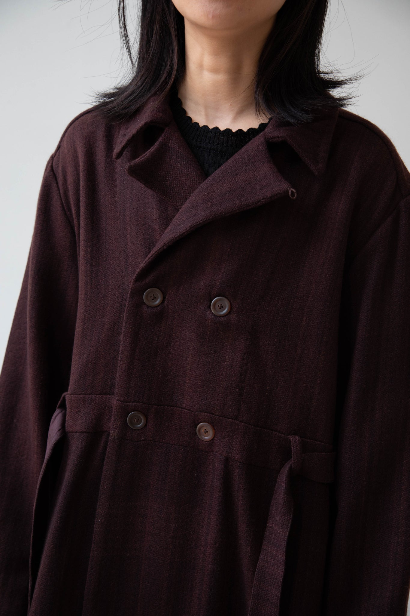 Maku | Sherab Coat in Brown Burgundy Wool