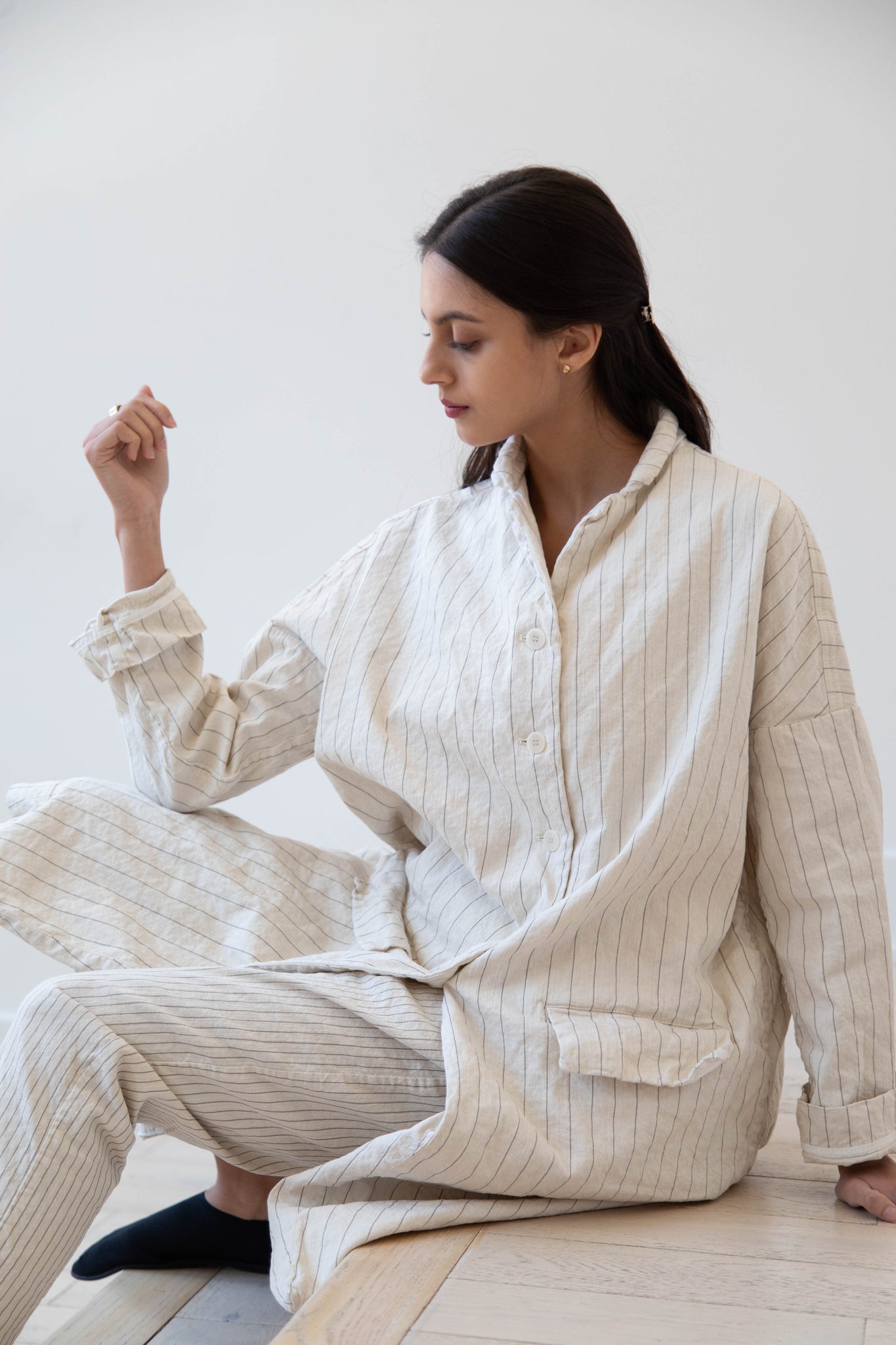 rennes — Album di Famiglia | Pinstriped Coat in Natural rennes — Album di Famiglia | Pinstriped Coat in Natural