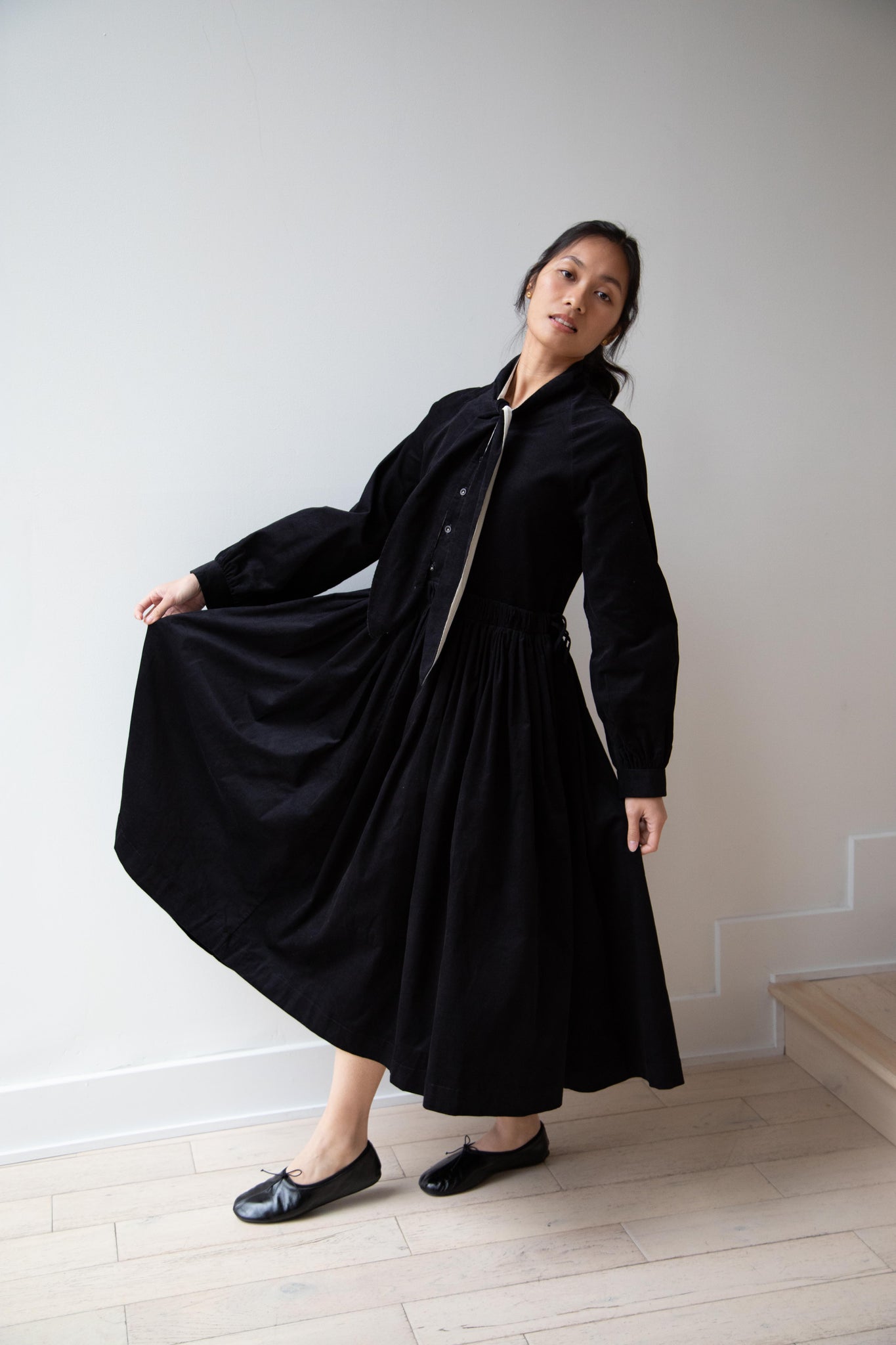 tie neck dress black Ruth Satin High Tie Neck Backless Dress