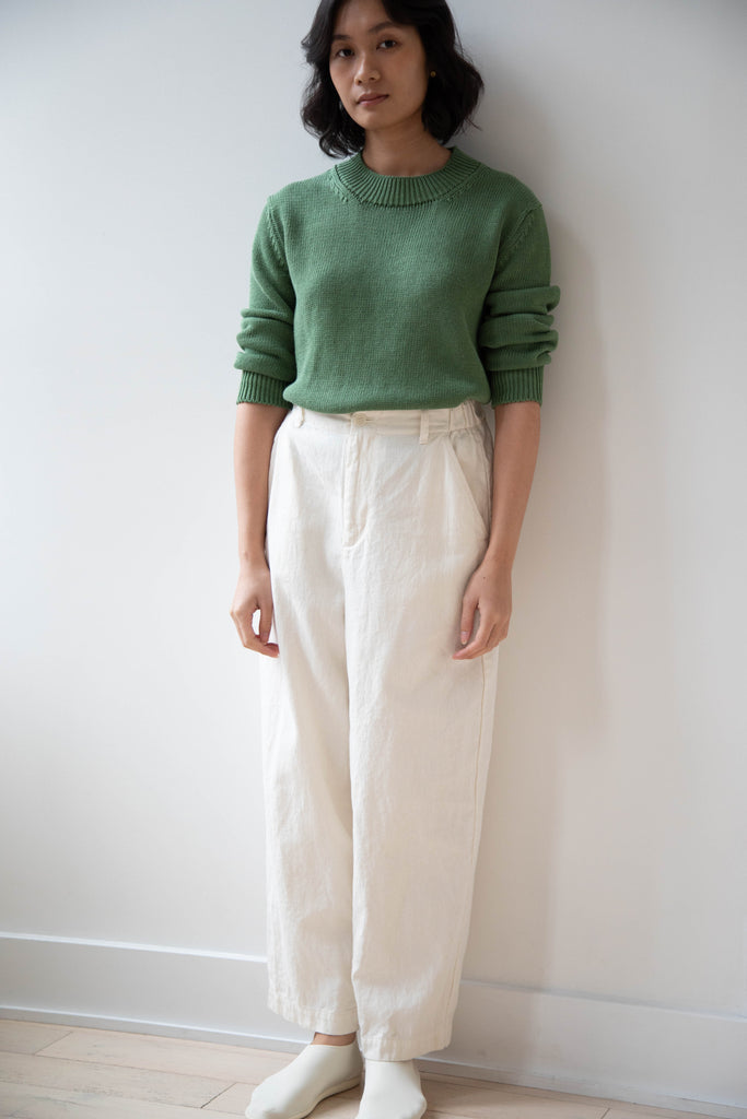 Pas de Calais | Cotton Linen Satin Wide Pants Natural