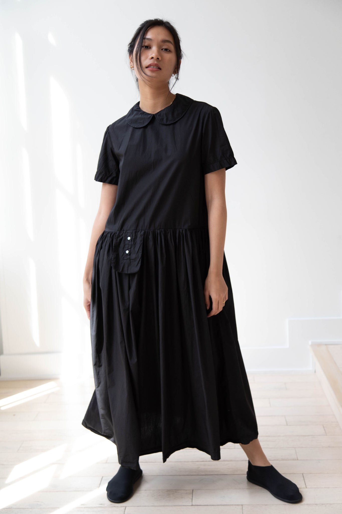 Nitto | Olga Pocket Dress in Black Cotton Nitto | Olga Pocket Dress in Black Cotton