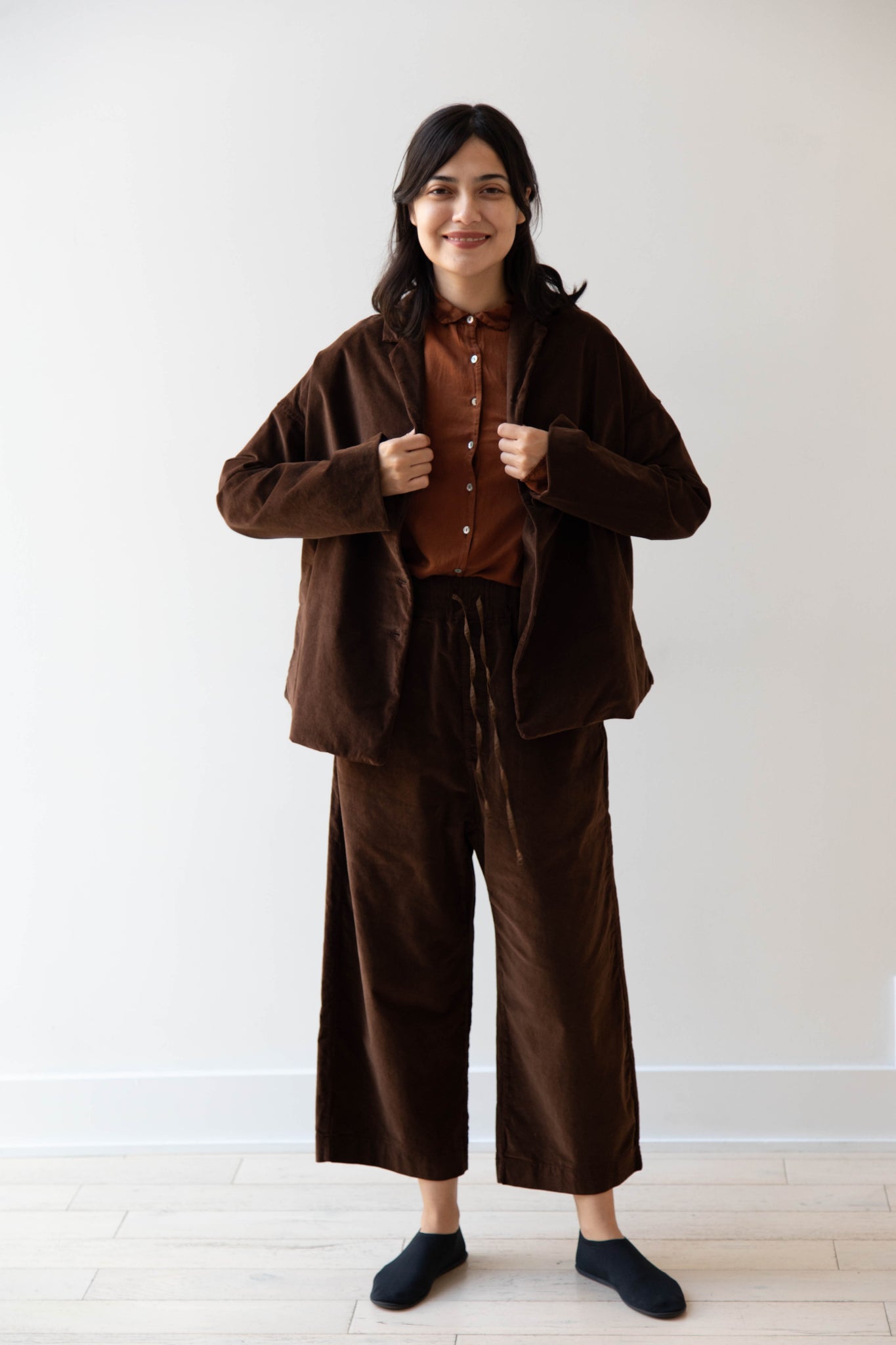 rennes — Album di Famiglia | Velvet Loose Blazer in Coffee